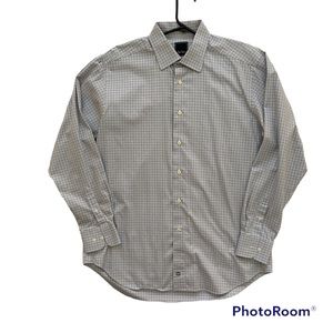 David Donahue Mens Long Sleeve Dress Shirt Plaid French Cuff Dress Shirt 16.5
